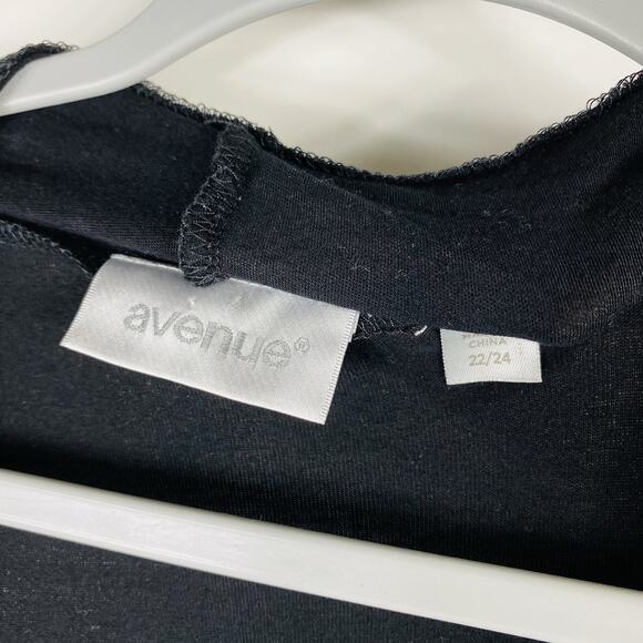 Avenue Plus Size 22 24 Layered Look Twofer Top Black White - Picture 4 of 6